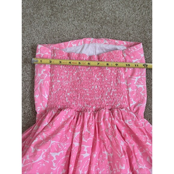 Lilly Pulitzer Chandie Mini Dress Womens Size S Cosmo Pink Strapless Smocked - Picture 4 of 5